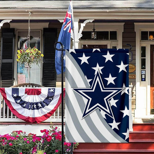 Welcome Decorations Garden Flag, Double Sided Football Sport Fans House Flag 12 X 18 Inch (Blue Stripe)