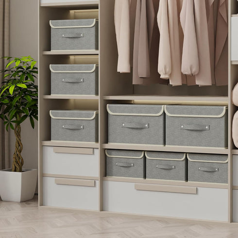 ENUMAIL Closet, 10.2x7.9x6.7 Storage Boxes, Collapsible Storage Bins with Lids, Cotton and linen cloth Storage Baskets