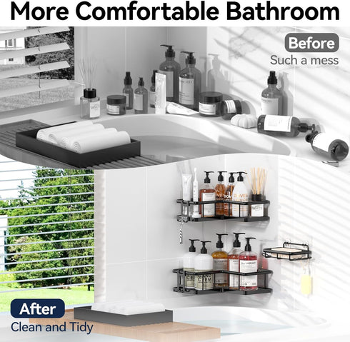 3-Pack YASONIC Shower Caddy Corner, Adhesive Rustproof Stainless Steel Shower Shelves with Soap Holder, No Drilling