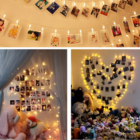 Photo Clip String Lights 17Ft - 50 LED Fairy Lights with 50 Clear Clips for Pictures, Party Decoration