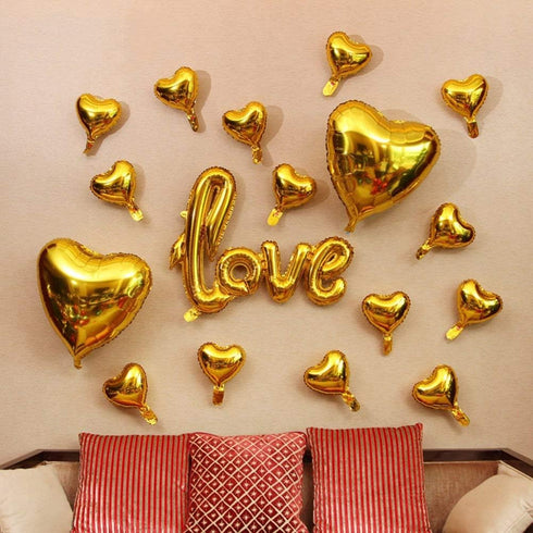 Large Gold Foil LOVE Balloons Banner, 42 Inch Mylar Foil Letters for Wedding, Bridal Shower, Anniversary Decorations