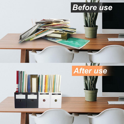 Magazine Holder for Home Office Desk - 10.6'' H×10.2'' L ×3.5''W Storage Box (Black, 6 Pack)