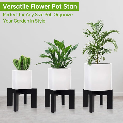 2 Pack 5-18 Inch (2 Pack-Black) Wood Plant Stand Indoor Holders for Plants, Sturdy Flower Pot Stands Plants Shelf