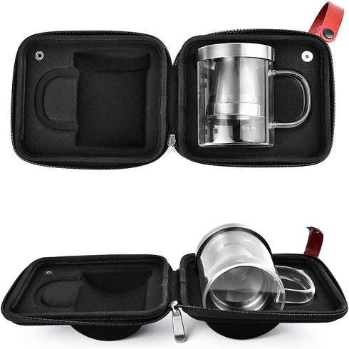 Pour Over Coffee Maker Set for Travel/Camping/Hiking, 14 Oz Borosilicate Glass Mug, Stainless Steel Coffee Filter