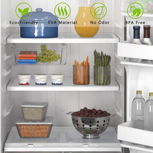 HooTown Refrigerator Shelf Liner and Drawer Mats, Non Slip EVA Plastic Washable Waterproof Pads, Clear