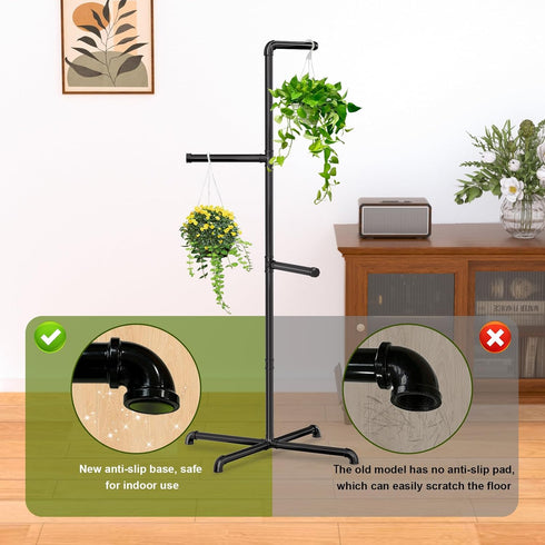 Hanging Plant Stand, Plant Hanger Indoor, Corner Hanging Plant Stand, Black Metal Holder for Bedroom, Living Room