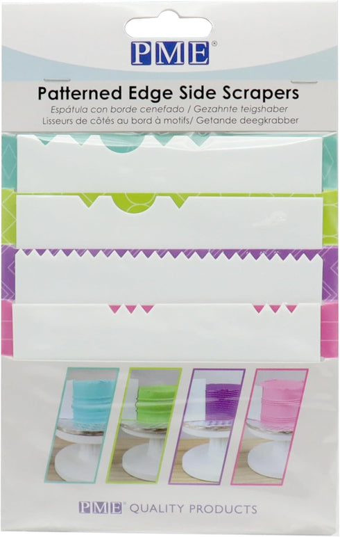 PME Side Scrapers, Patterned Edge Plastic Set of 4