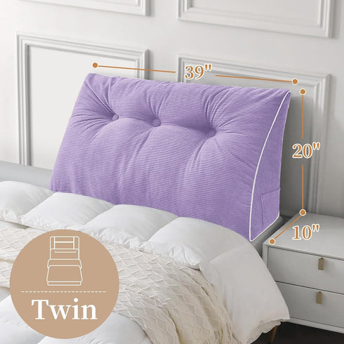 Sasttie Headboard Pillow Twin/Twin XL, Wedge Pillow Headboard for Dorm, Triangular Daybed Backrest Cushion for Sitting
