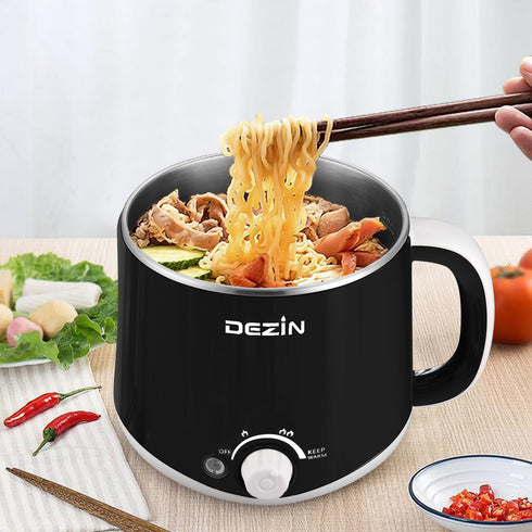 Dezin Hot Pot Electric, Rapid Noodles Cooker, 1.6 Liter Stainless Steel Pot with Temperature Control