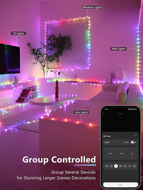 33ft 100 Dimmable BrizLabs Smart Easter Fairy Lights, LED Color Changing Christmas Lights Work with Alexa & Google