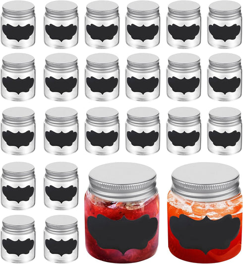 24 Pack Mini Mason Jars with Lids, 1.7oz Clear Round Glass Bottles, 24 Pcs Labels, Mini Spice Jars for Jam