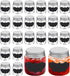 24 Pack Mini Mason Jars with Lids, 1.7oz Clear Round Glass Bottles, 24 Pcs Labels, Mini Spice Jars for Jam