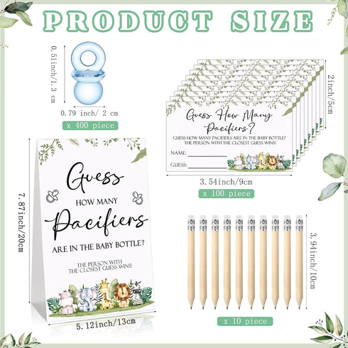 512 100 10 750ml 400 Roowest Pcs Baby Shower Games Guess How Many Pacifiers Sign Small Guessing Games HB Pencils Milk