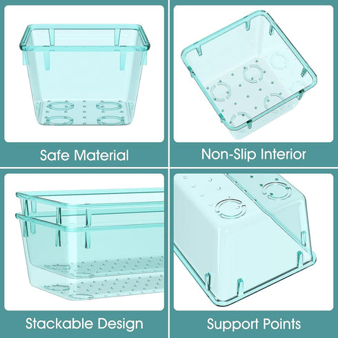 WOWBOX 13 PCS Plastic Drawer Organizer Set, 5 Sizes for Makeup, Jewelry, Gadgets, Kitchen, Bedroom, Office