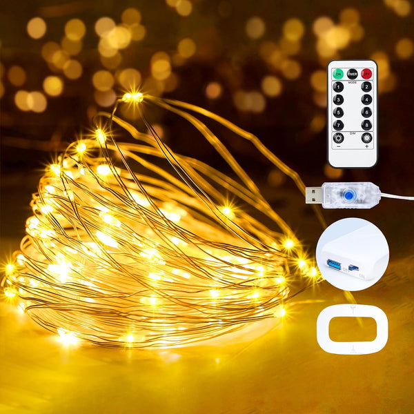 1Pack USB Plug in Fairy String Lights,16ft 50 LED Copper with Remote