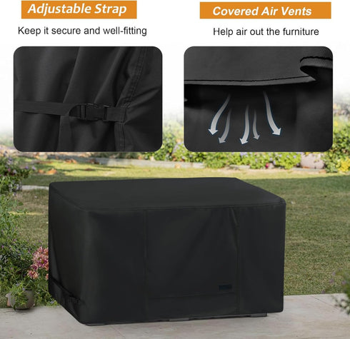 46 16 22 inch, NettyPro Deck Box Cover Outdoor Waterproof Storage Bench Cover for Rectangular Deck Box, x x Black
