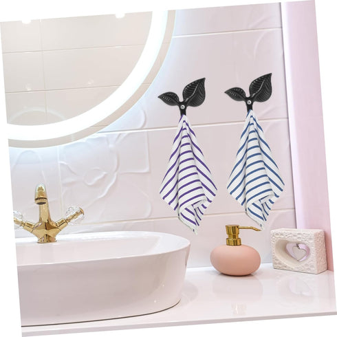 4pcs Bathroom Door Hooks, Entryway Key Hook Wall Coat Hooks, Decorative Iron Art Hook Leaf Shaped