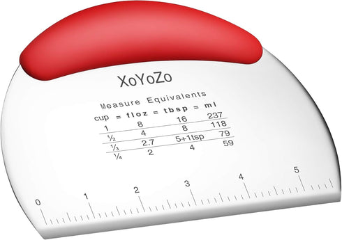 1 pcs Stainless Steel Dough Pastry Scraper Chopper with Ergonomic Rubber Non-Slip Grip, Pro Pastry Pizza Cutter (Red)