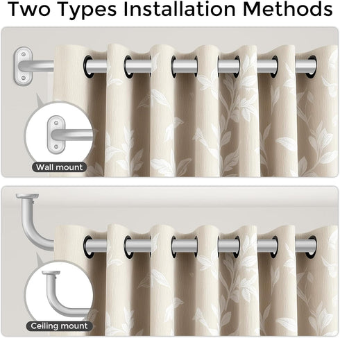 2 Pack 28 48 Inch, 1" Silver Wrap Around Curtain Rod, Heavy Duty Blackout Curtain Rods for Windows to Adjustable Room