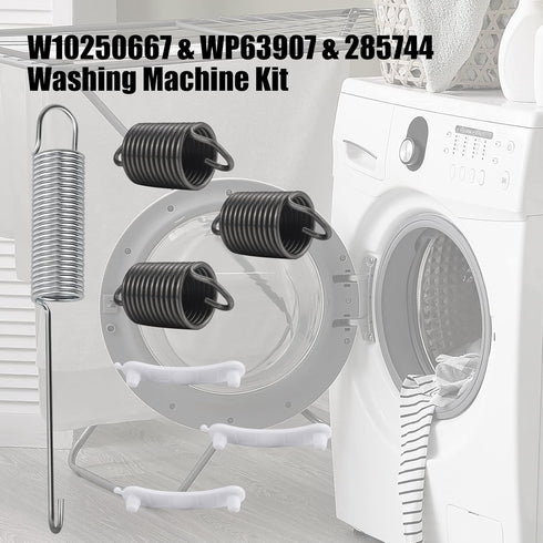 Washing Machine Kit with 1 Pcs W10250667 Counterbalance Spring and 3 Pcs WP63907 Suspension Springs