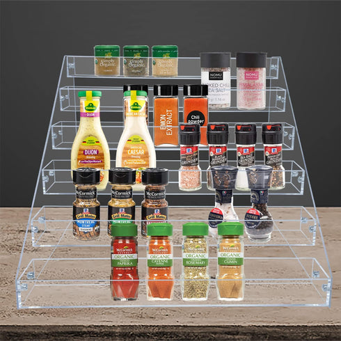 PMMASTO Countertop, 6 Countertop, Tiered Spice Rack, Seasoning Organizer, Clear Acrylic Vertical Shelves Can Organizer