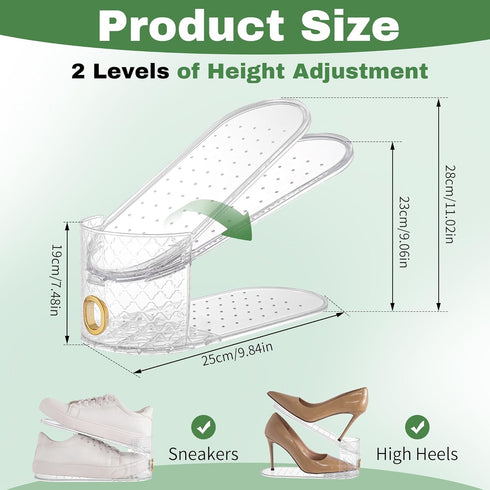 keappubest 10 2 50% Pcs Shoe SlotsDouble Layer Shoe Slot Organizer, Levels Adjustable Shoe Stackers, Shoe Cabinet Saves