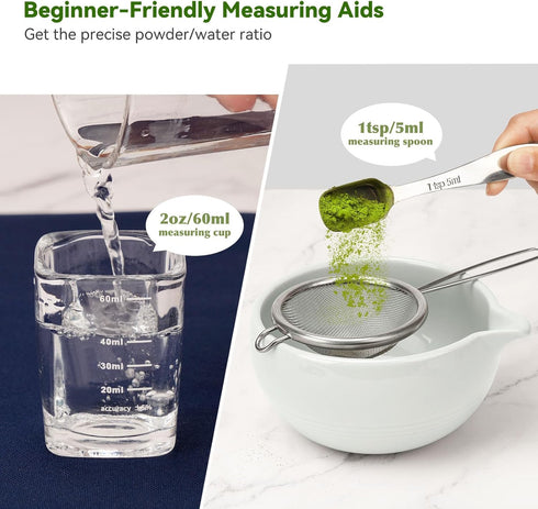 Set, 10-Pcs Joiish Matcha Whisk Matcha Kit, Bamboo Whisk and Bowl with Spout & Measuring Spoon & Cup, Japanese Macha