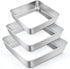 TeamFar Square Cake Pan, 6/8/9 Inch Stainless Steel Baking Pan for Cake Brownie Lasagna, Set of 3