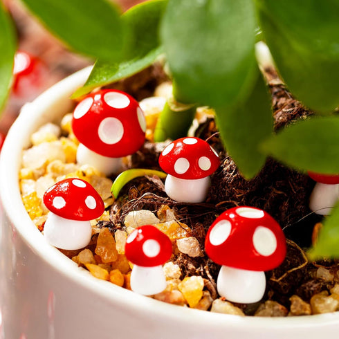 MGZTTHW 60pcs 0.7" 0.5" 0.4" Mini Resin Mushrooms for Crafts Tiny Fairy Garden Decor Little Fake Mushroom Miniatures