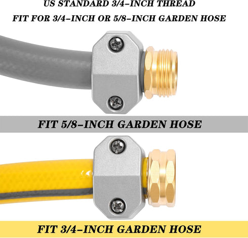 Zinc and Aluminum Male and Female Coupling, 2 Pack Garden Hose Repair Fitting, Fits 5/8-Inch and 3/4-Inch