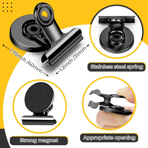 20 Pack Magnetic Clips for Refrigerator, Black Magnet Clips for Whiteboard, Photo Displays, Home, Office, Classroom