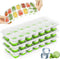 Ice Cube Trays, 4 Pack Durable Stackable Trays with Spill-Resistant Lids, Easy-Release Silicone Ice Maker