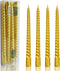 Twisted Candlesticks Golden Taper Candle - 10 Inch Gold Tapered Candles, Dripless Twist Candle Sticks for Home
