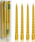 Twisted Candlesticks Golden Taper Candle - 10 Inch Gold Tapered Candles, Dripless Twist Candle Sticks for Home