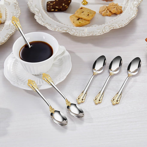 KEAWELL Luxurious 5.1-Inch Espresso Spoons Set - 6 Pieces, Mini Coffee Spoon, 18/10 Stainless Steel, Mirror Polished