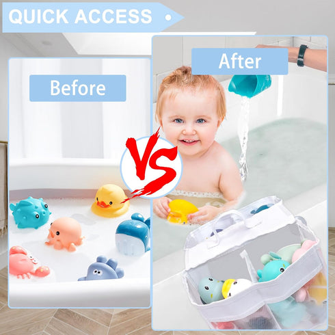 Generic 4 Cerpourt Baby Bath Toys Storage, Saddle Shape Compartment Mesh Bath Toy Organizer, Quick Access Bathtub Toy
