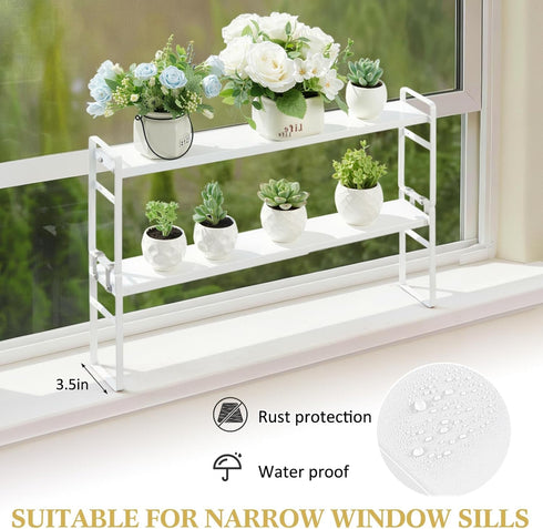 BrightRow 2 13.7 3.5 7.28 Inches, Pcs Expandable Window Sill Plant Shelf, x x Stackable Narrow over The Sink Shelf