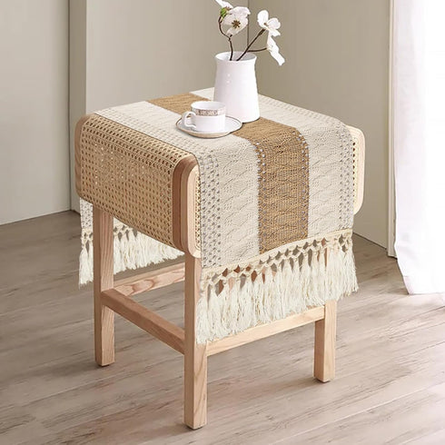 36 Inches, yuboo Boho Table Runner Short, Small Neutral Spring Table Runner Macrame Dresser Scarf for Nightstand