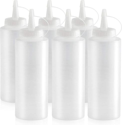 Restaurant Quality Plastic Squeeze Bottle, 12-Ounce, Set of 6, Clear, New Star