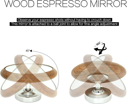 Espresso Lens Reflective Mirror Flow Rate Observation Tool, Wooden Base Magnetic Cafe Machine Accessory for Home Barista
