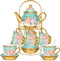 20 Pcs Porcelain Tea Set for Adults with Metal Holder and Spoon