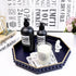 Counter, 13x13x1.57 inches, Navy Blue Octagonal Plastic Serving Tray for Coffee Table, Ottoman, Kitchen Living Room