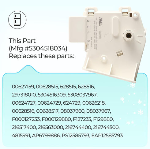 OEM 5304518034 Refrigerator/Freezer Defrost Timer Replacement for Frigidaire Kenmore Whirlpool Crosley, Part 297318010