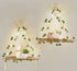 Mkono Artificial Ivy Macrame Hanging Shelves with Lights Set of 2 Boho