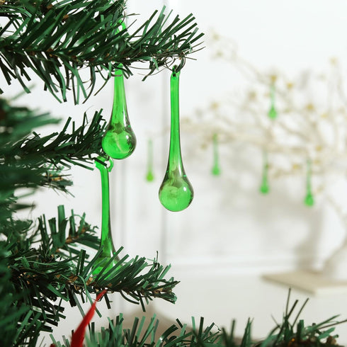 20pcs 3inch LONGWIN Crystal Teardrop Pendant Chandelier Parts Wedding Decoration Christmas Tree Decorations (Green)