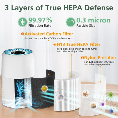 AP100-A Replacement Filter, 2 Pack Compatible with AromaRoom AP100-A Air Purifier, 3-in-1 H13 True HEPA Filtration