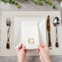 15.8 7.9 Inch 50 Luxenap X Linen-Feel Guest Towels, Lettered Hand Towels - Gold Letter 'G', Sans Serif Font, White