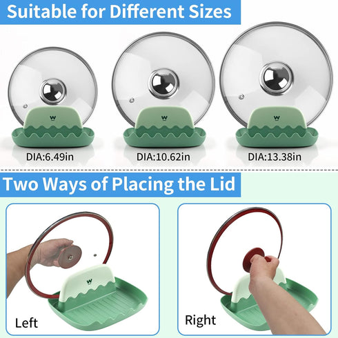 2 Packs Spoon and Lid Rest, Neat & Drip-Free Spoon Rest for Countertop Stove Top, Heat-Resistant Utensil Rest (Green)
