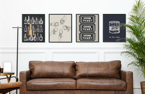 ULEGIE Set 4, 12x16 Inch Bar Cart Decor, Wall Art of Whiskey Posters for Men College Dorm Home Club, Cool Things
