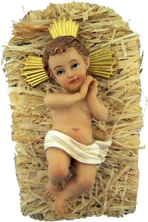 Religious Gifts 2 7 Inch Infant Jesus Christ in Crib Piece Resin Christmas Nativity Statue